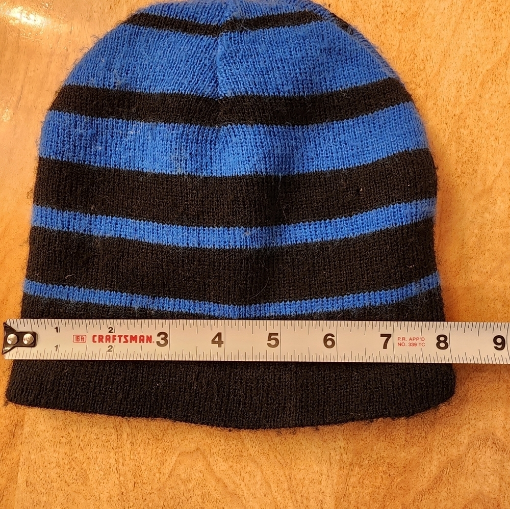 Striped Blue and Black Beanie - Picture 4 of 4